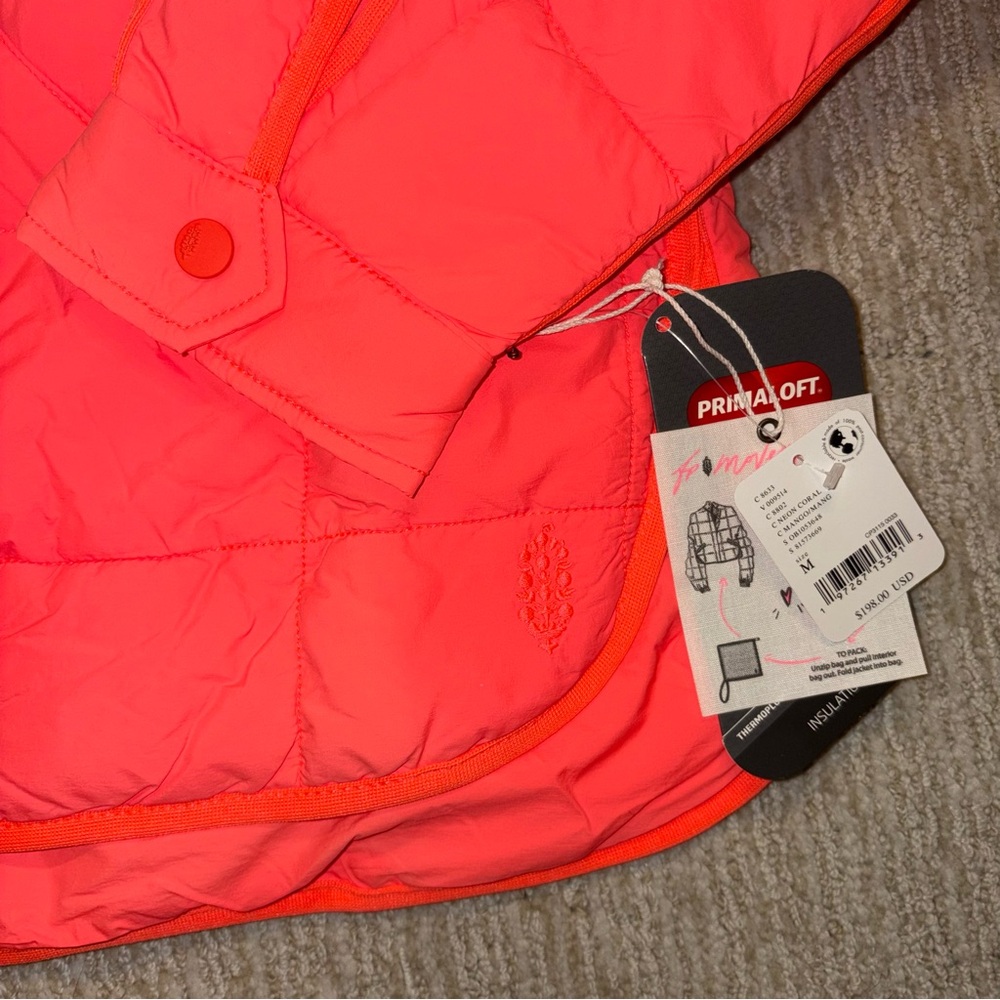 NWT Free People x FP Movement Pippa Packable Puffer Jacket in Neon Coral - Picture 11 of 16
